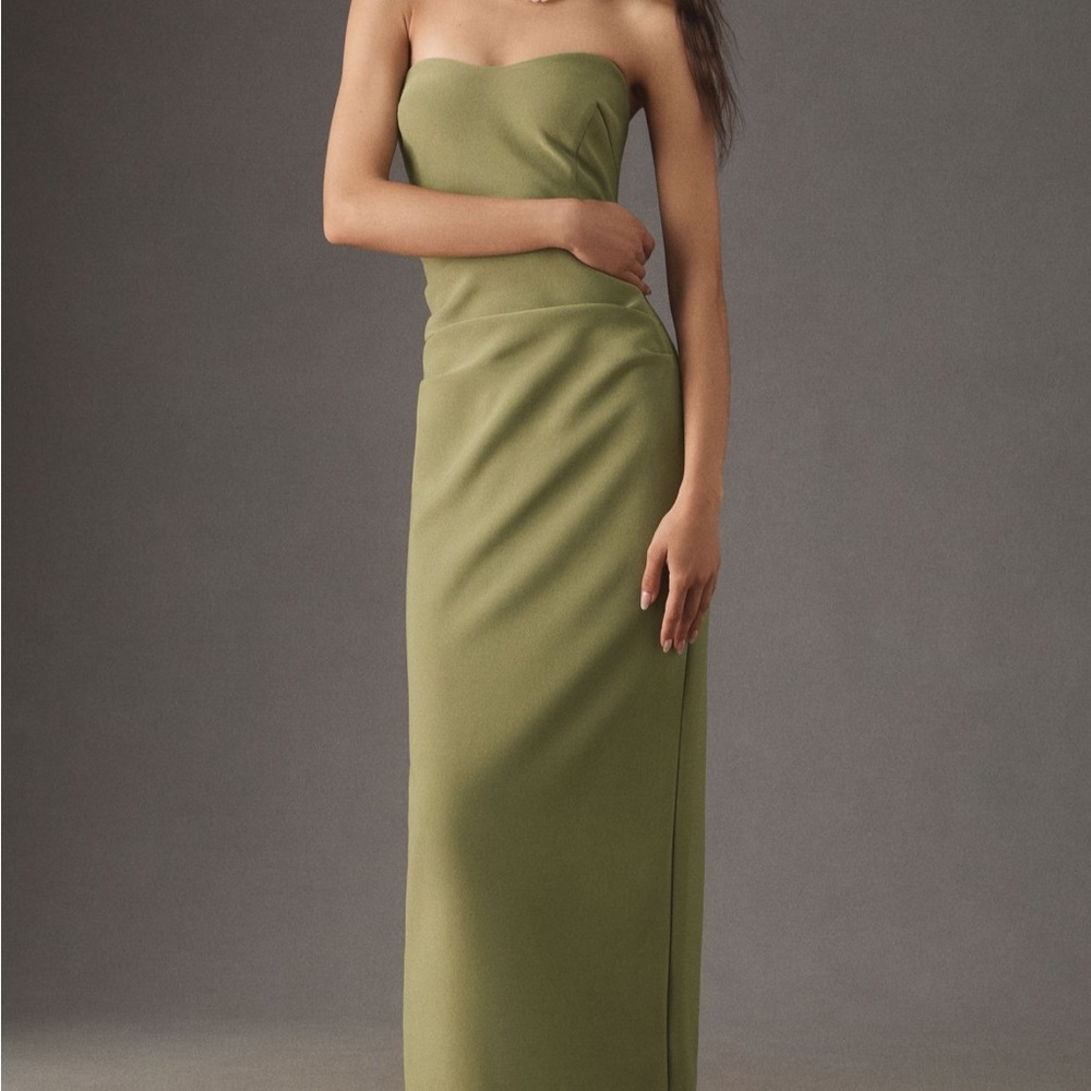 Elegant Olive Green Strapless Dress